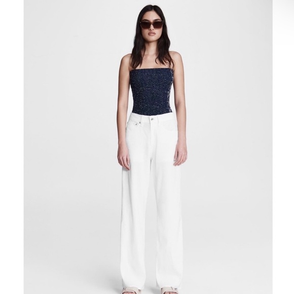 NEW RAG & BONE BLUE STRAPLESS SMOCKED BODYSUIT - Picture 12 of 12